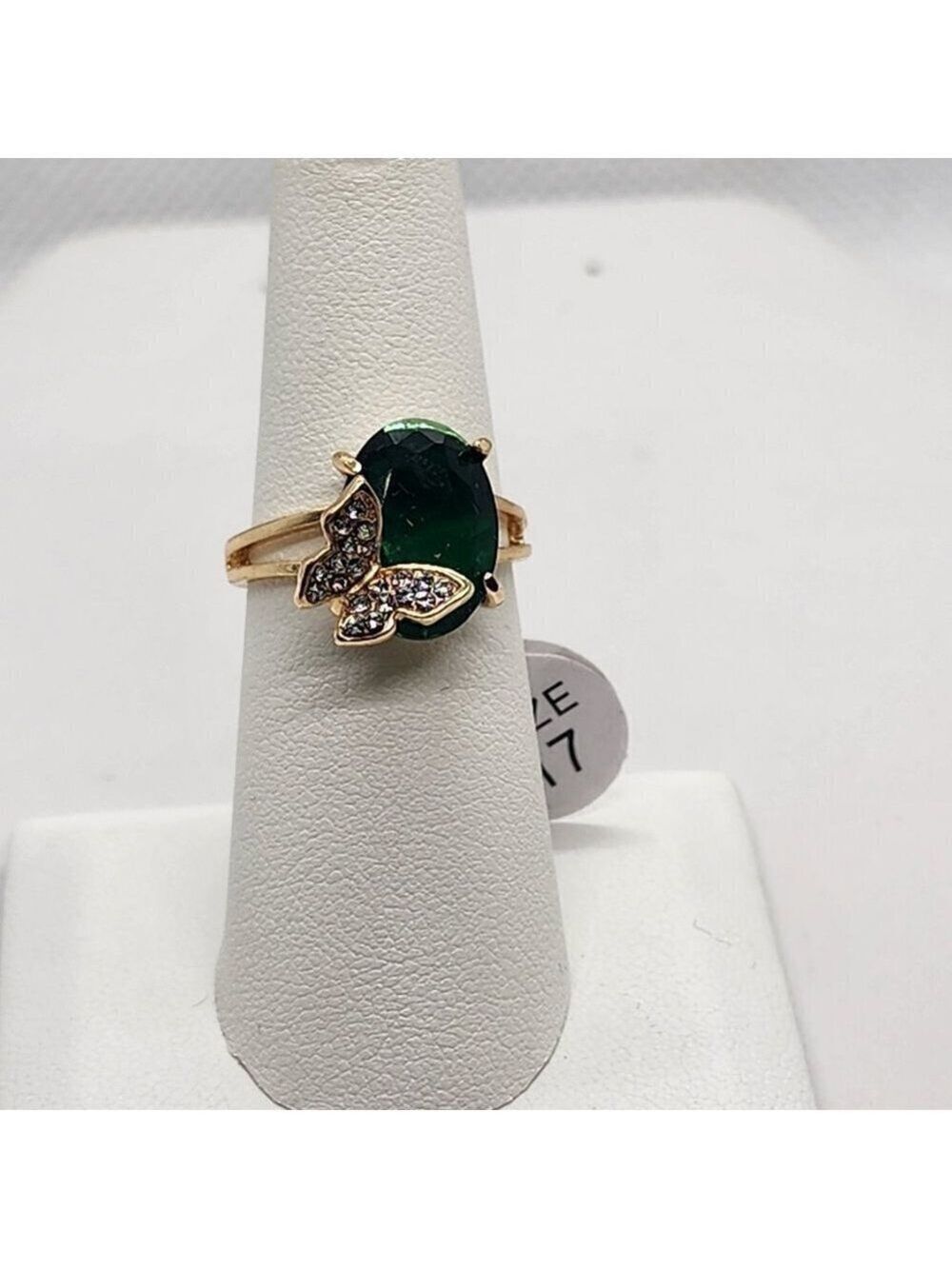 Brand New Fashion Jewelry Green GEM Butterfly Ring